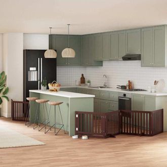 vidaXL Puerta De Perros Plegable 6 Paneles Madera &Aacute;lamo Marr&oacute;n 480 Cm Vidaxl