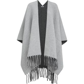 Brunello Cucinelli Wool and cashmere double knit poncho in Medium Grey at Nordstrom, Size One Size Eu