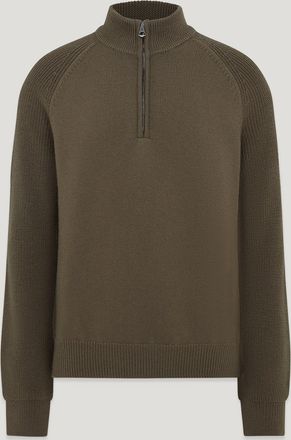 Belstaff Aspect Quarter Zip Jumper Mens Merino Wool Major Brown Size S