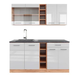 Vicco Cocina Vers&aacute;til R-line, Blanco Brillo Intenso/roble Dorado, 160 Cm, Et Antracita