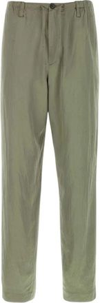 Dries Van Noten Satin Penny Pant - Heren - Straight fit broeken - Groen - XL - Satijn - Broeken