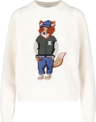 Maison Kitsun&eacute; Cream Dressed Fox Wool Sweater