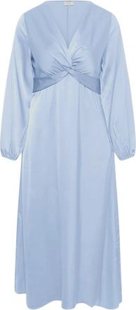 Kaffe Curve KCjamie Knot Dress - Dames - Casual kleedjes - Blauw - 6XL - Polyester - Kleedjes