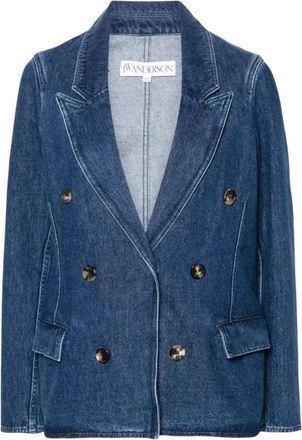 J.W.Anderson Double-Breasted Denim Jacket - Dames - Blazers - Blauw - 2XS - Denim - Jassen