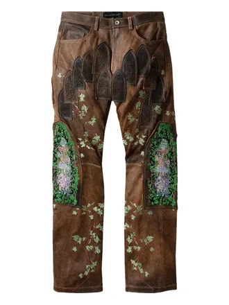 Who Decides War by Ev Bravado patch-detailed trousers - men - Fabric - 38 - Brown