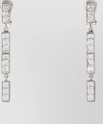 Alessandra Rich metal drop earrings square gemstones