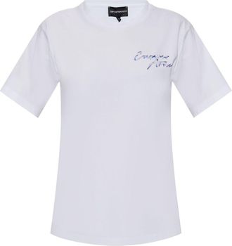 Emporio Armani T-shirt met geborduurd logo - Wit