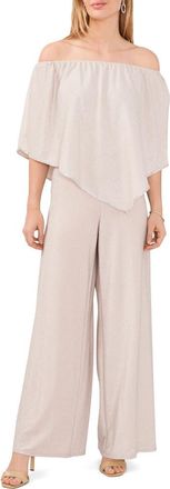 Chaus Glitter Off the Shoulder Jumpsuit in Grey/silver at Nordstrom, Size X-Large