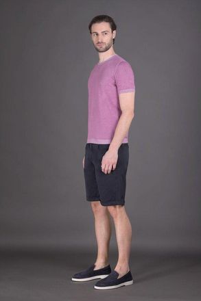 Moorer MenS Light Purple Short Sleeve Sweater, Size 50