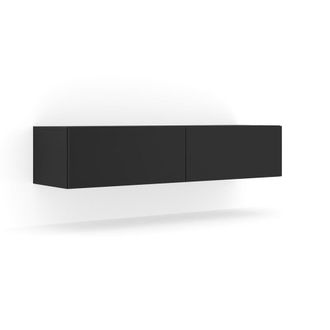 Petits Meubles Mueble tv de pared 2 puertas 140 cm paneles laminados negro mate