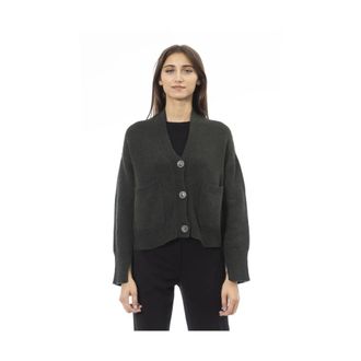 Alpha Studio Cardigans, female, Gray, Size: M Merino Wool Cardigan