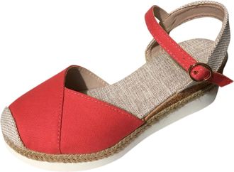 Generic Ladies Wedge Espadrilles Sandals Womens Closed Toe Mid Heel Espadrille Summer Buckle Ankle Strap Flatforms Comfy Casual Holiday Shoes Backless Orthope