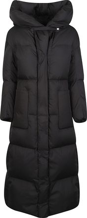Add Padded Black Polyester Hooded Down Coat