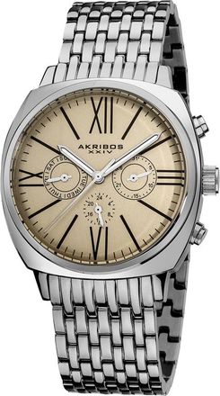 Akribos XXIV Akribos Cream Dial Stainless Steel Mens Watch AK636SSW