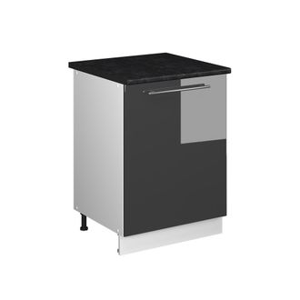 Vicco Mueble Bajo De Cocina Fame-line, Antracita Alto Brillo/blanco, 60 Cm 1 Puerta Con Encimera, Vicco