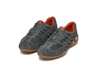 Geox Schn&uuml;rschuh GEOX U SNAKE ORIGINAL, Herren, Gr. 39, grau, Leder, Textil, Schuhe Schn&uuml;rschuh, Schn&uuml;rschuh, Freizeitschuh, Trekking Sneaker mit Lederinne