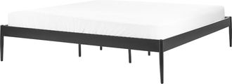 Beliani Cama Con Somier De Metal Negro 180 X 200 Cm Listones Industrial Vaurs