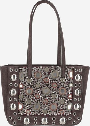 Valentino Garavani Womens Nellc&ocirc;te Mini Shopping Bag Brown Viscose Shoulder