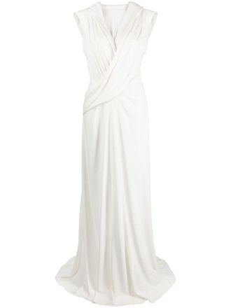Alberta Ferretti drape-detail maxi dress - women - Viscose - 42 - White
