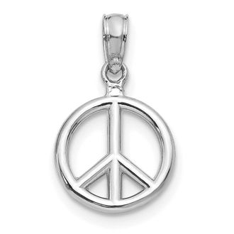 Diamond2Deal 14K White Gold Polished Peace Symbol Pendant