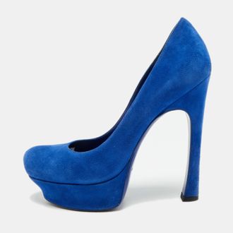 Saint Laurent Saint Laurent Palais Size 39 Blue Leather Platform Pumps