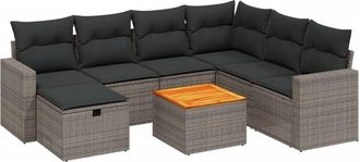 vidaXL Vidaxl - Set De Sof&aacute;s De Jard&iacute;n 8 Pzas Y Cojines Rat&aacute;n Sint&eacute;tico Gris