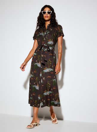 Icone Womens Supple belted maxi shirtdress