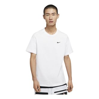 Nike Mens Nike Sportswear Solid Color Embroidered Logo Micro Mark Round Neck Casual Short Sleeve White T-Shirt BV0508-100