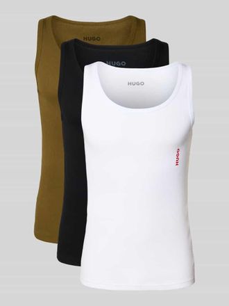 HUGO BOSS Tanktop mit Label-Print im 3er-Pack in Khaki, Gr&ouml;&szlig;e XL