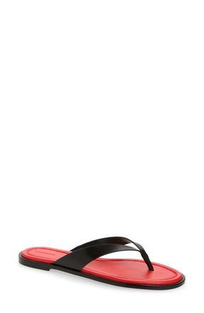 Reformation Jessie Flip Flop in Lobster Black Leather at Nordstrom, Size 10.5