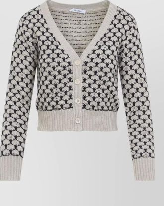 Max Mara wool cashmere ribbed cropped v-neck cardigan