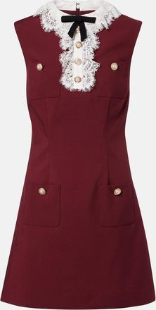 Self Portrait Lace-trimmed cr&ecirc;pe minidress