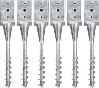 vidaXL Vidaxl - Picas De Tierra 6 Unidades Acero Galvanizado Plateado 9x9x56 Cm