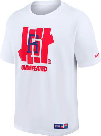 Nike Dominican Republic National Baseball Team 2026 World Baseball Classic Complex Undefeated Nike Mens T-Shirt in White | 06I110AW8D-T88