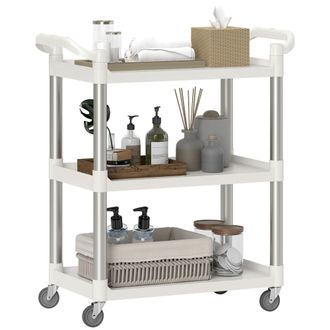 OEM Carrito De Cocina De 3 Niveles Carrito De Almacenamiento De Aluminio Carga 105 Kg Para Comedor Sala 88x44x93 Cm Blanco