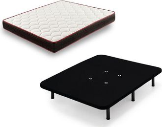 HOGAR 24 Ct94-colch&oacute;n Viscoel&aacute;stico + Base Tapizada Negra Con Patas, Medida 150x190 Cm, Extra Confort, Reversible (verano-invierno) Con Tejido 3d Y Aloe Vera