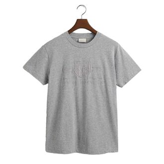 GANT Heren Shield Tonale Borduur T-Shirt (Grijs)