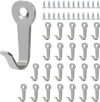 OEM Ganchos Met&aacute;licos Para Abrigos, Juego De 24, Perchero De Pared Sencillo De Estilo Retro, Con Tornillos, Inoxidable, Apto Para Cocinas, Ba&ntilde;os, Oficinas