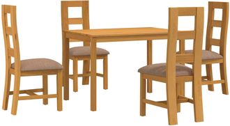 vidaXL Conjunto De Comedor 5 Uds. Gris Madera De Roble S&oacute;lido Vidaxl