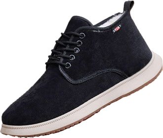 Generic Mens Snow Boots, Lace Up Winter Plush Lining Warm Ankle Boots, Lightweight Non-Slip Flat Walking Shoes, Casual Shoes for Outdoor Daily (Black,6.5)