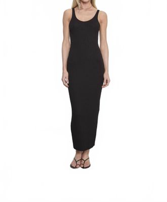Enza Costa Military Rib Slim Tank Dress In Black