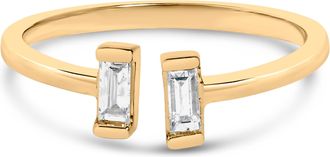 House of Brilliance 14K Yellow Gold Plated Sterling Silver 1/5 Cttw Baguette Diamond Open Band Ring