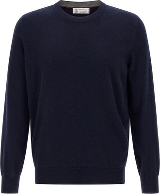 Brunello Cucinelli Cashmere Sweater Maglioni Blu-Uomo