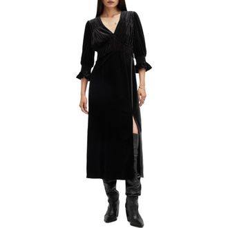 AllSaints Ani Velvet Midi Dress in Black at Nordstrom Rack, Size 0