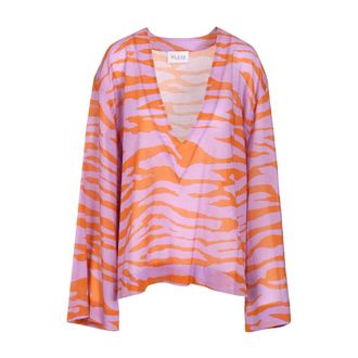 The Attico Blouses, female, Multicolor, Size: XS Animalier-print V-Neck Blouse