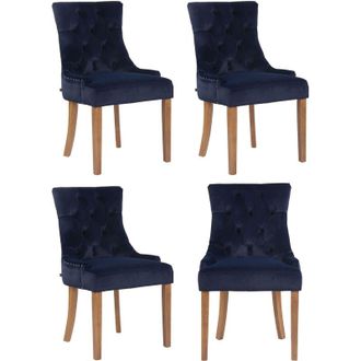 Clp Clp - Juego De 4 Sillas De Comedor Aberdeen En Terciopelo Azul Antiguo Claro