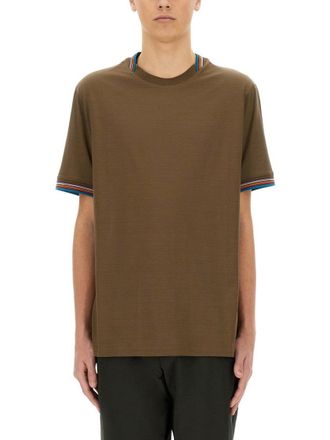 Paul Smith Relaxed Fit Brown Cotton T-Shirt
