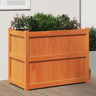 vidaXL Vidaxl - Jardinera Exterior Madera Maciza Pino Marr&oacute;n Cera 90x50x70 Cm