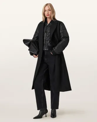 AllSaints Paulah Wool Blend Double Breasted Coat
