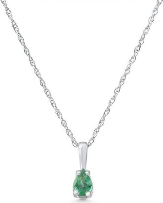 Pompeii3 1/4Ct Pear Shape Emerald Cut Pendant 10k White Gold